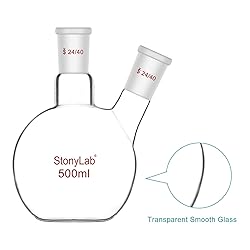 stonylab Flat Bottom Flask FBF, Heavy Wall 2-Neck
