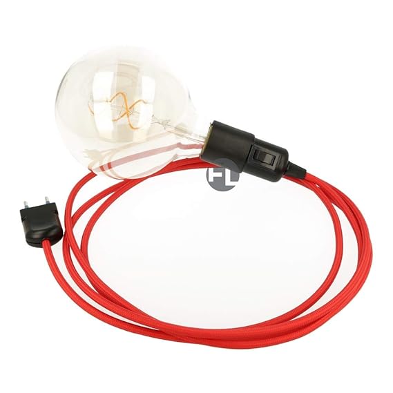 Fassung e27 mit Kabel und Stecker schwarz Textilkabel mit Fassung und Stecker Fassung mit