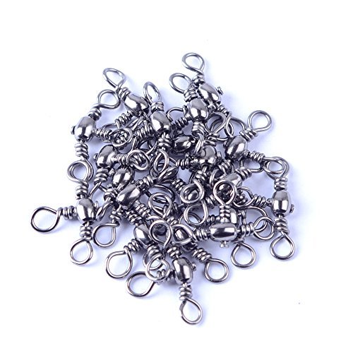 Agepoch Three Way Cross-Line Barrel Swivel 3 Way T-Turn Crossline Connector Fishing Line Rolling Snap Triple Solid Ball Bearing Accessories Tackle (6#-0.90''-60LB-12pcs)