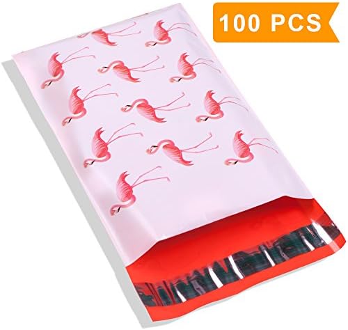 UCGOU #1 6X9" Pink Flamingo Designer Poly Mailers 2.35MIL Shipping Envelopes Boutique Custom Bags Pack of 100