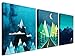 Gardenia Art - Abstract Mountain at Night Canvas Prints, 16x12 inch/Piece, 3 Panels, Framed