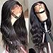 Recomtic 100% Human Hair 360 Lace Frontal Wigs Pre Plucked With Baby Hair For Black Women 14inch Brazilian Hair Body Wave Lace Front Wigs Human Hair 150% Density Natural Black
