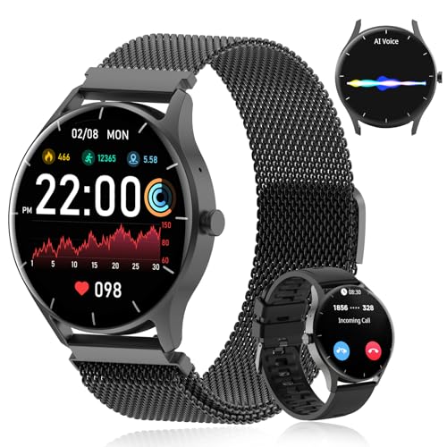 Smartwatch PEJE ZW02 com Pulseira Extra, Tela HD Touch 1.28", Chamadas Bluetooth, IP68, 123+ Modos Esportivos, Bateria 5-7 Dias, Compatível com Android e iOS, Preto com Fecho Magnético