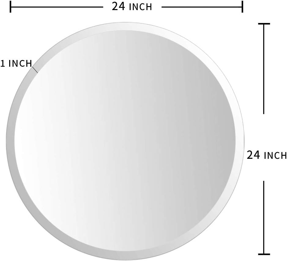 FANYUSHOW Round Beveled Polished Frameless Wall Mirror for Bathroom, Vanity, Bedroom (24" W x 24" H Circle): Furniture & Decor