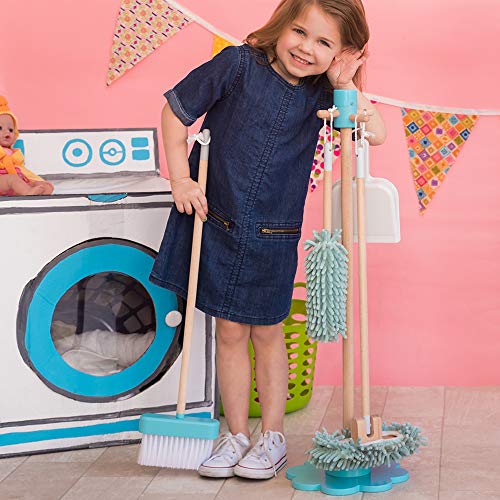 Adora Play Musical Cleaning Set with Broom, Duster, Dustpan, Small Broom/Brush, Sweeper, Two Removable Microfiber Accessories and Stand, Birthday Gift for Ages 3+ - Thumbnail 2