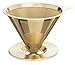 ATHOMEY fswafa Osaka Titanium Coated Pour Over Coffee Dripper with Double Layered, Patent Paperless and Reusable Cone Shaped Filter Himeji-jo, w Stand, Gold