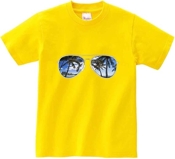Amazon Fox Republic サングラス 南国 ヤシの木 ハワイ だまし絵 キッズ 半袖 Tシャツ Tシャツ カットソー 通販