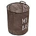 KINGSO 20 x 17 Inch Foldable Round Laundry Basket Hamper Storage Bag, Coffee