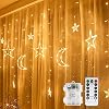Vegena Led-lichtgordijn, 3,5 m, sterren, maan, led, op batterijen, met afstandsbediening, 8 knipperende modi, voor tuin…
