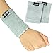VIVE Wristbands (Pair) - Bamboo Charcoal Compression Wrist Band - Sweatband Support for Carpal Tunnel Pain Relief - Arthritis, Tendonitis - Men, Women - Tennis, Gymnastic, Yoga Sweat Sleeve (Gray)