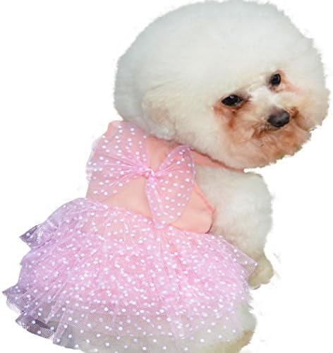 Small Pet Girl Dog Clothes Apparel Summer Princess Dress Size S (pink)