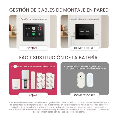 seQrell, Home Alarm Kit with Mobile Notice without WiFi and 4G GSM with 7" Touch Screen and 5000 mAh Battery, Alexa and Google, Tuya Smart Life App, Water Leak Detector, SQ7024B