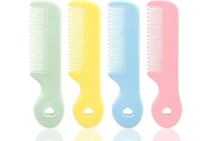 JINSHINING 1 Pack Of 4 Round Colorful Tip Bristles Baby Cute Comb Baby Grooming For Sensitive Scalp Skin, for Nursery Newborn Infant Girl Boy Kids Comb Baby，Grooming and Healthcare Kits