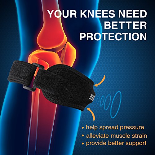 Patella Knee Strap, Cozzine Unisex Knee Pad Stabilizer Leg Adjustable Patella Band, Knee Pain Relief for Running, Hiking, Soccer/Basketball/Jumpers Knee/Tennis/Tendonitis, Volleyball & Squats, 2 Pack