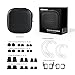Earphones PU Pouch, Jabees Hard Carrying Case for Earbuds and Eartips, Including 2 Pairs of Removable Ear Loops, 12 Pairs of Eartips, 2 Pairs of Ear Cushion with Wing for Jabees BSport and Beating
