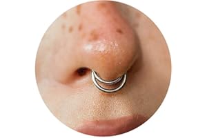 16G Flower Daith Hoop Earring Stacked Septum Ring Hinged Septum Clicker Nose Ring Piercing