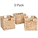 Decorative Hand-Woven Water Hyacinth Wicker Storage Baskets, Set of Three 13x11x11 Baskets Perfect for Shelving Units