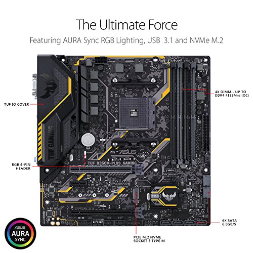 ASUS-AMD-Ryzen-AM4-DDR4-HDMI-DVI-VGA-M2-USB-31-MicroATX-B350-Motherboard-TUF-B350M-PLUS-GAMING