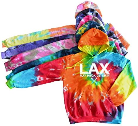 Lacrosse Tie Dye Sweatshirt "LAX Play tough get dirty" Logo (Turquoise Twist, Medium)