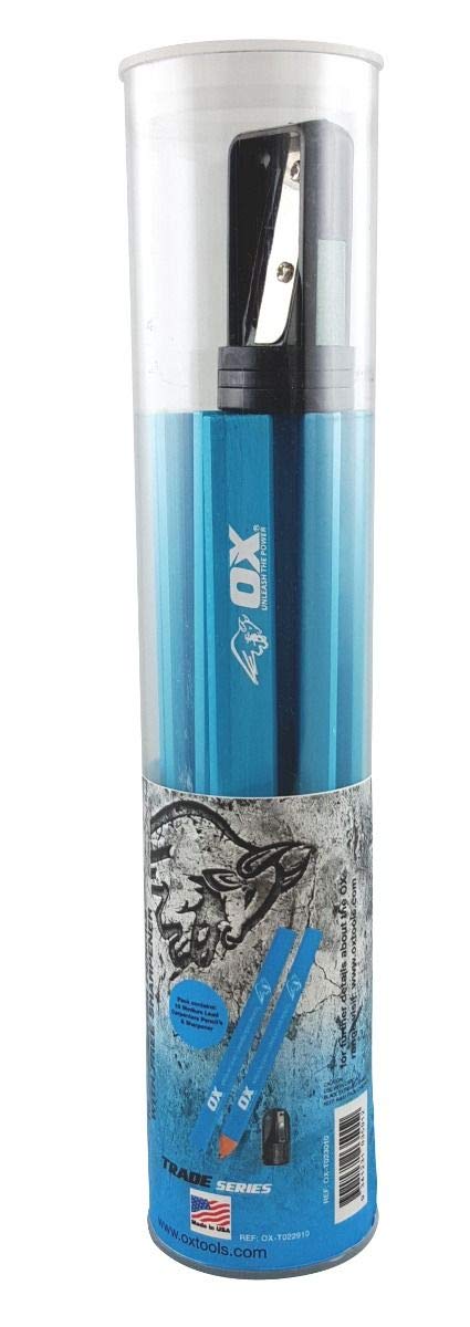OX Tools 10 Pack Trade Carpenters Pencils With Sharpener Pack Of 10 