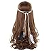 AWAYTR Tribal Style Feather Boho Headband Beads Cute Masquerade Fancy Dress Waistband Headpieces Hippie Hair Accessories (1)