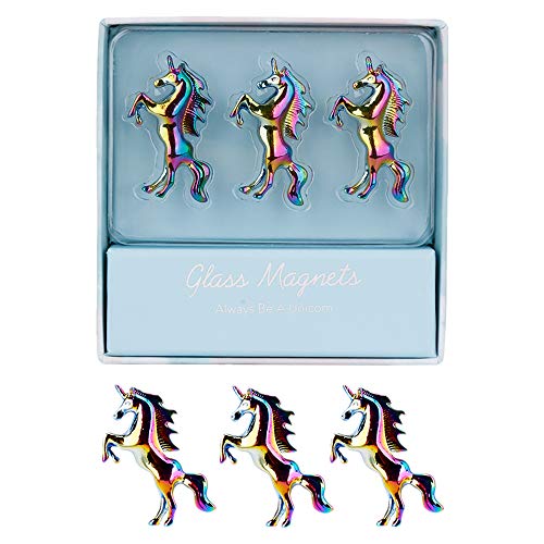Rainbow Unicorn Fridge Magnets 3 Pack Unique 3D Pattern Metal Refrigerator Magnets Sticker for Home Kitchen Office Refrigerator Dry Erase Board and Whiteboard Gift Idea