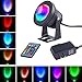 Sanwo 10W 12V RGB LED Pond Light- 900LM IP67 Waterproof Outdoor Spotlight with Remote Control and 80.7-Inch Adapter for Landscape Fish Tank Pond Swimming Fountain Garden (Black)