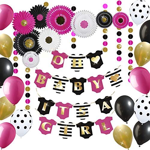 Rainmeadow Premium Baby Shower Decorations For Girl Kit Hot Pink
