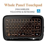 Wireless Mini Keyboard and Mouse Combo, 2.4GHz Backlit Whole Panel Touchpad Rechargeable Remote for Android TV Box, Windows PC, HTPC, IPTV, Raspberry Pi, 360, PS3, PS4