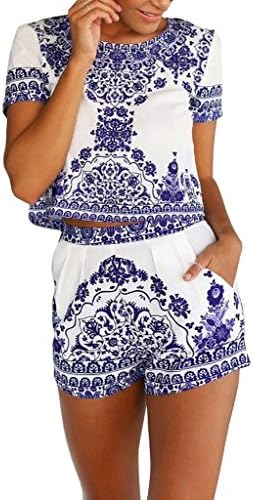 Rita.MK Women's 2 Pieces Floral Pattern Crop Tops+Shorts Set Outfit Jumpsuit
