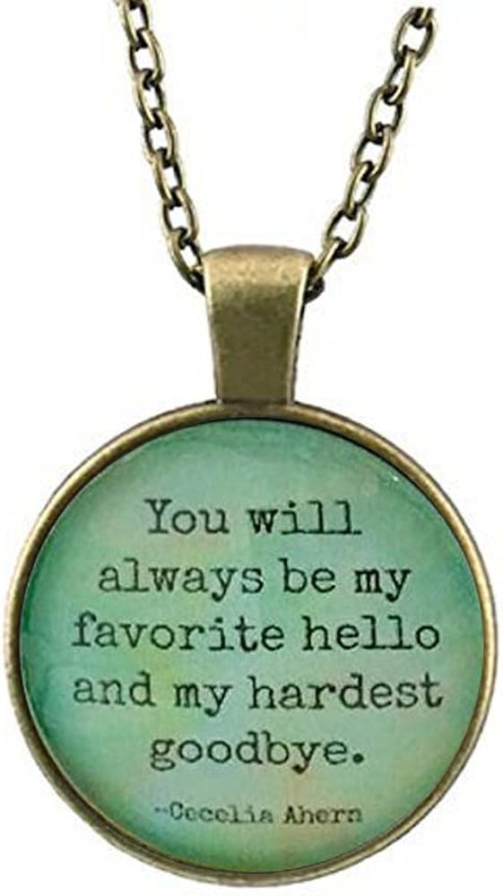Amazon Com Rose Goodbye Quote Quote Necklace Saying Goodbye Pendant Cecelia Ahern Quote My Hardest Goodbye Jewelry