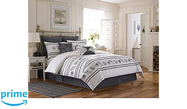 Amazon Com Croscill Montego Bay Duvet Cover Twin White Home