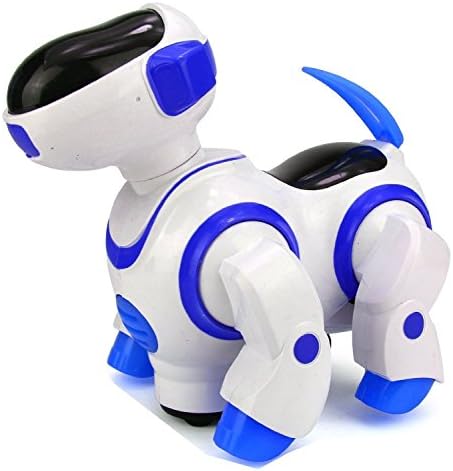 NMIT Childrens I-Robot Puppy Dog, Flashing Light &amp; Sound Bark- Singing, Dancing, Steering, Bump 'N' Go Robot Dog (Blue)