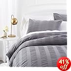 Pinzon Seersucker Duvet Cover Set - King, Dark Grey