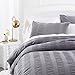 Amazon Brand – Pinzon Seersucker Duvet Cover Set - King, Dark Grey