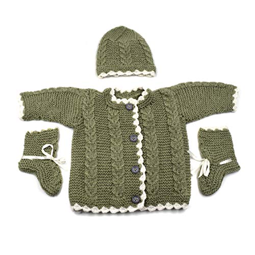 Magic Needles Handmade Knit Baby Infant Newborn Winter Woolen Full Sleeves Sleeveless Sweater Pullover Cardigan (Grey 411, 0-6 Mths)