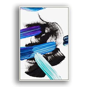 Framed Canvas Wall Art for Living Room, Bedroom Colored Brush Canvas Prints for Modern Home Decoration Ready to Hang - 16"x24" inches