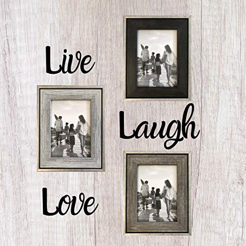 Tasse Verre 5x7 Rustic Frames (3-Pack) - Distressed Farmhouse Industrial Frame - Ready to Hang or Stand - Built-in Easel - Silver Galvanized Metal Look with Wood Insert