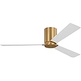 Monte Carlo 3RZHR52BBS Rozzen Hugger 52" Ceiling Fan with Remote Control, Reversible DC Motor, Damp Rated, 3 Blades (Burnishe
