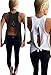 Mazonyi Women's Open Back Split Sleeveless Blouse Loose Tank T Shirt Sleeveless Summer Swing Clubwear Vest Top Basic Tee Wihte Black M Pack of 2