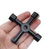 QST 4 in 1 Zinc Alloy Universal Cross Switch Key Wrench Triangle Keyless Chuck for Train Electrical Elevator Cabinet Valve Alloy Triangle/Square Black 1pc