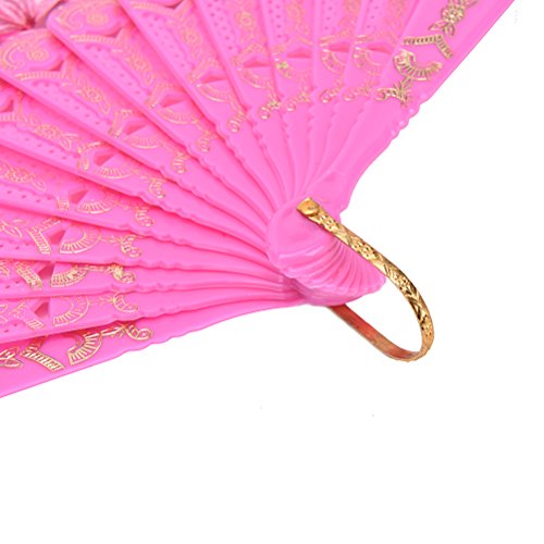 Eshylala Lace Silk Folding Hand Held Flower Pattern Fan for Dance Wedding Party,Chinese Style Folding Fan