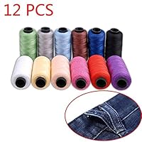 Candora Jeans Thread Set,Polyester Sewing Thread Coil 12 Color 180 Yards/165m Very Thick for Denim Leather Quilt Blanket Cushion Curtain Handwork