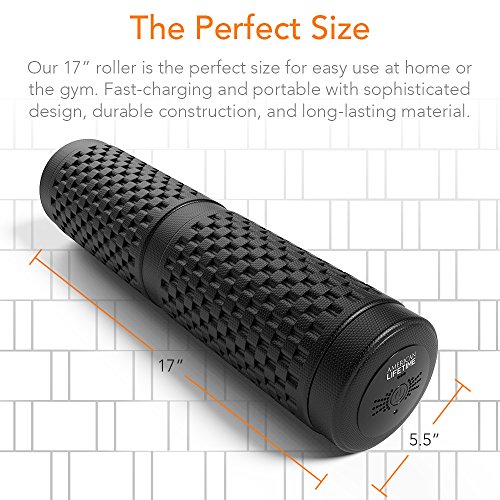 American Lifetime Vibrating Foam Roller - 17 Inch 4-Speed Rechargeable Electric High-Intensity Vibration, Deep Tissue Massager for Recovery, Pliability Training, Physical Therapy - 1 Year Warranty