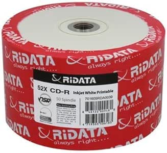 Amazon.com: Ridata CD-R White Inkjet Printable 100 Disc Pack (Two ...