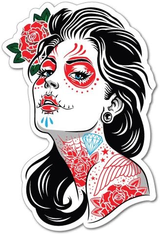 Sugar Skull Tattoo Lady Girl Sticker Tattoo Art Sailor