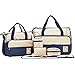 SoHo Diaper Bag 8 pcs Set Nappy Tote Bag for Baby mom dad Stylish Insulated Unisex Multifunction Waterproof Large Capacity Durable Includes Changing pad Stroller Straps Bottle case Dark Navy