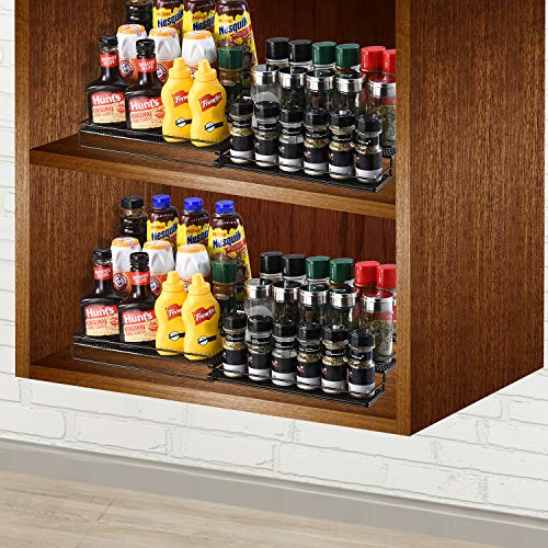 Veesun Expandable Spice Rack Organizer for Cabinet Kitchen Countertop Pantry,Standing Spice Organizer,Adjustable Wide(12.6" to 25"),Bronze.