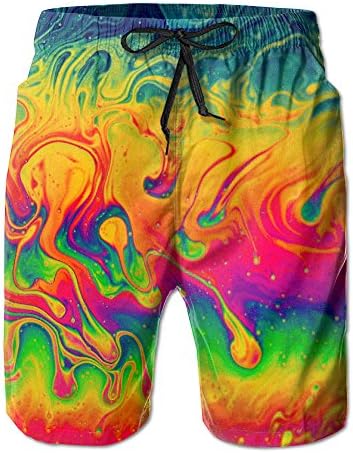 Bxse Fantasy Color Neon Quick-drying Men's Shorts Beach Sport Print Shorts Pants Hot Swimming Trousers Board Shorts With Pockets