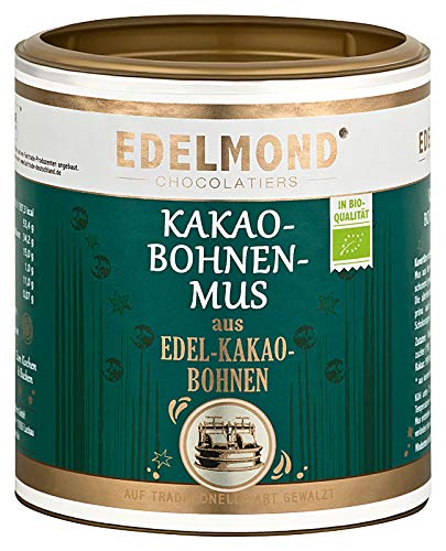 Kakaobohnen Mus von Edelmond Bio/Keine Schokolade: unter 1% Zucker/Bitter Vegane Kuvertüre zum schmelzen (175g)